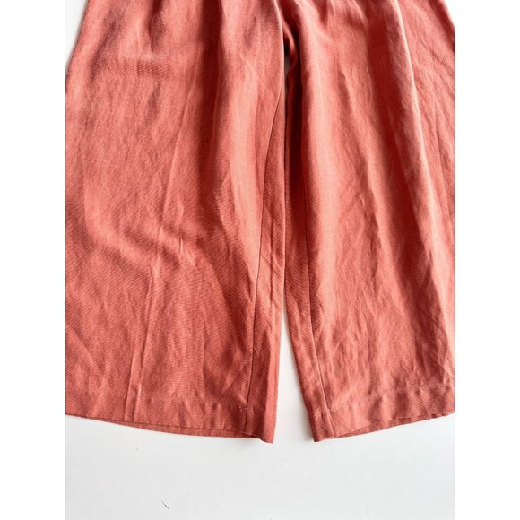 Aritzia WILFRED Wander Orange Lyocell Linen Wide Leg Culottes Crop Pants, Size 8 - Picture 5 of 12